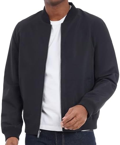 Michael Kors Men's Lightweight Bomber Jacket, Wind and Water Resistant, Black, Large at Amazon Men’s Clothing store