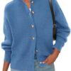 PRETTYGARDEN Cardigan for Women 2026 Fall Fashion Long Sleeve Trendy Button Down Work Office Sweaters Cute Winter Jacket (Grey Blue,Small) at Amazon Women’s Clothing store