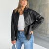 Trendy Queen Womens Leather Jacket, Oversized Going Out & Everyday Statement Piece, Bomber Jacktes Moto Coat Black XS at Amazon Women's Coats Shop