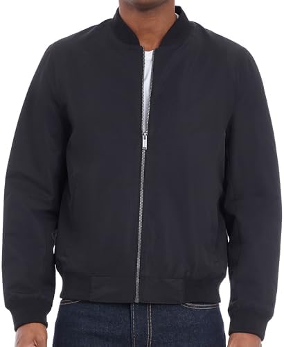Michael Kors Men's Lightweight Bomber Jacket, Wind and Water Resistant, Black, Large at Amazon Men’s Clothing store