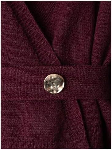 GORGLITTER Women's Wrap Cardigan Deep V Neck Long Sleeve Dressy Sweater Business Casual Outfits Burgundy Large at Amazon Women’s Clothing store